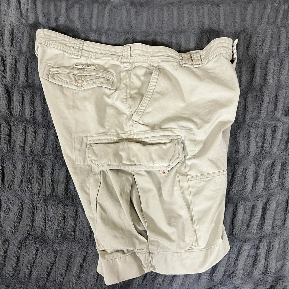 Polo Ralph Lauren Mens 42 Tan Classic‎ Polo Chino Cotton Cargo Shorts Khaki
